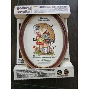 Vintage New GALLERY CRAFTS HUMMEL STITCHERY KIT Umbrella Children in Rain # 8034
